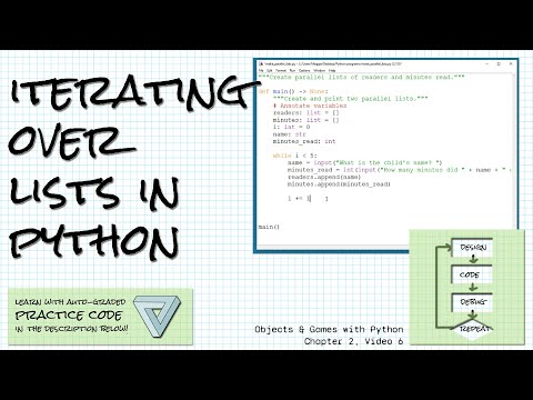 Iterating over lists in Python; Practice link! Objects & Games w/ Python Chapter 2 Video 6