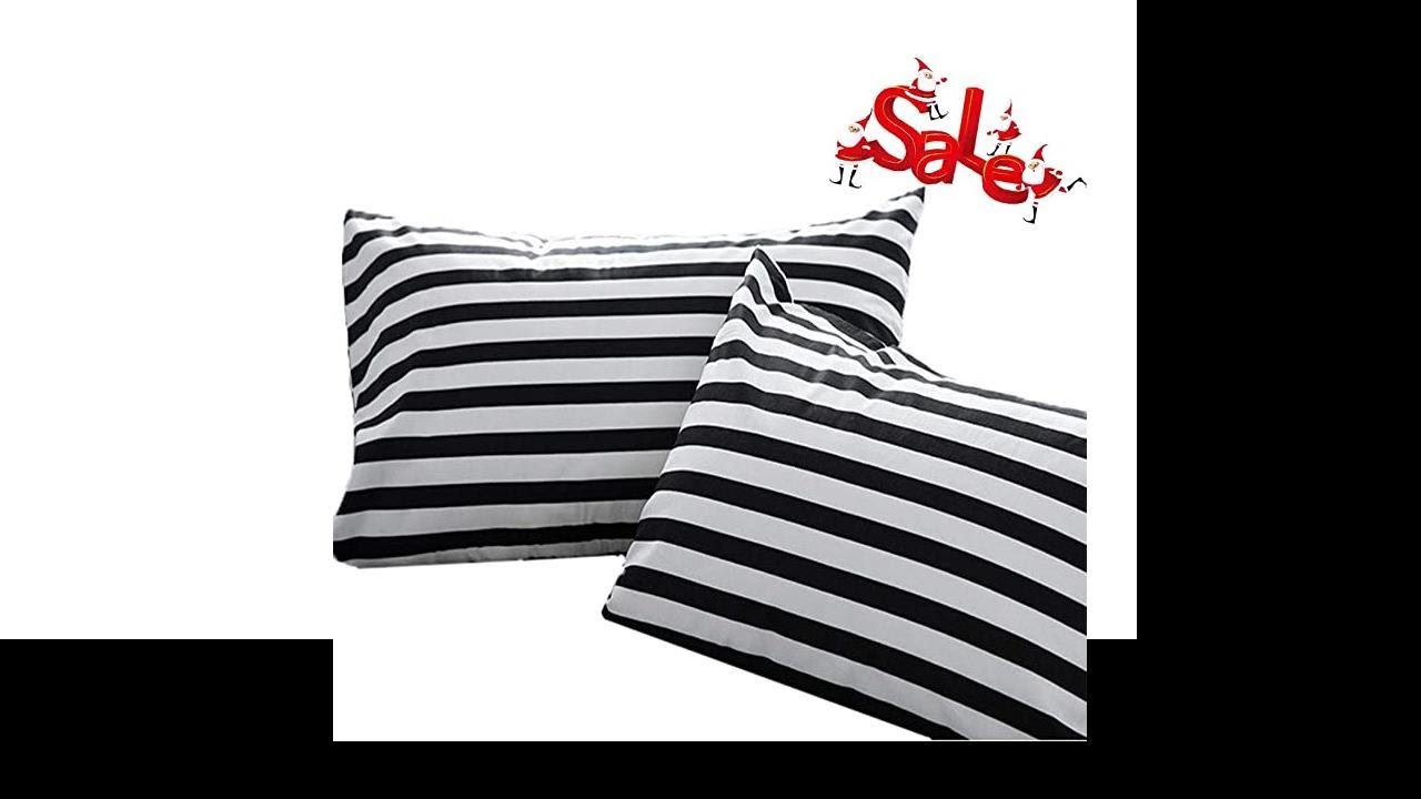 Wellboo Pillowcases Black Striped Pillow Cases Black and White Pillow Shams Stripes Bed Pillow Cove