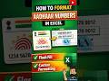 How to Format Aadhaar Numbers in Excel (2 Easy Methods) #OfficeANcode