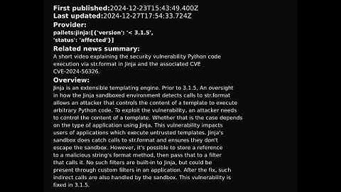 Jinja: Python code execution via str.format in Jinja (CVE-2024-56326)