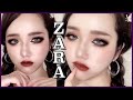【新作】ZARAコスメ良すぎ‼︎ダークハーフメイクしてみた【ZARA世界観メイク】【レビュー】