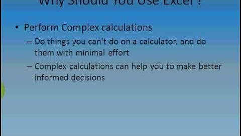 ExcelExperts.com - Teach Yourself Excel Lesson 1 - Why Should I Use Excel ?