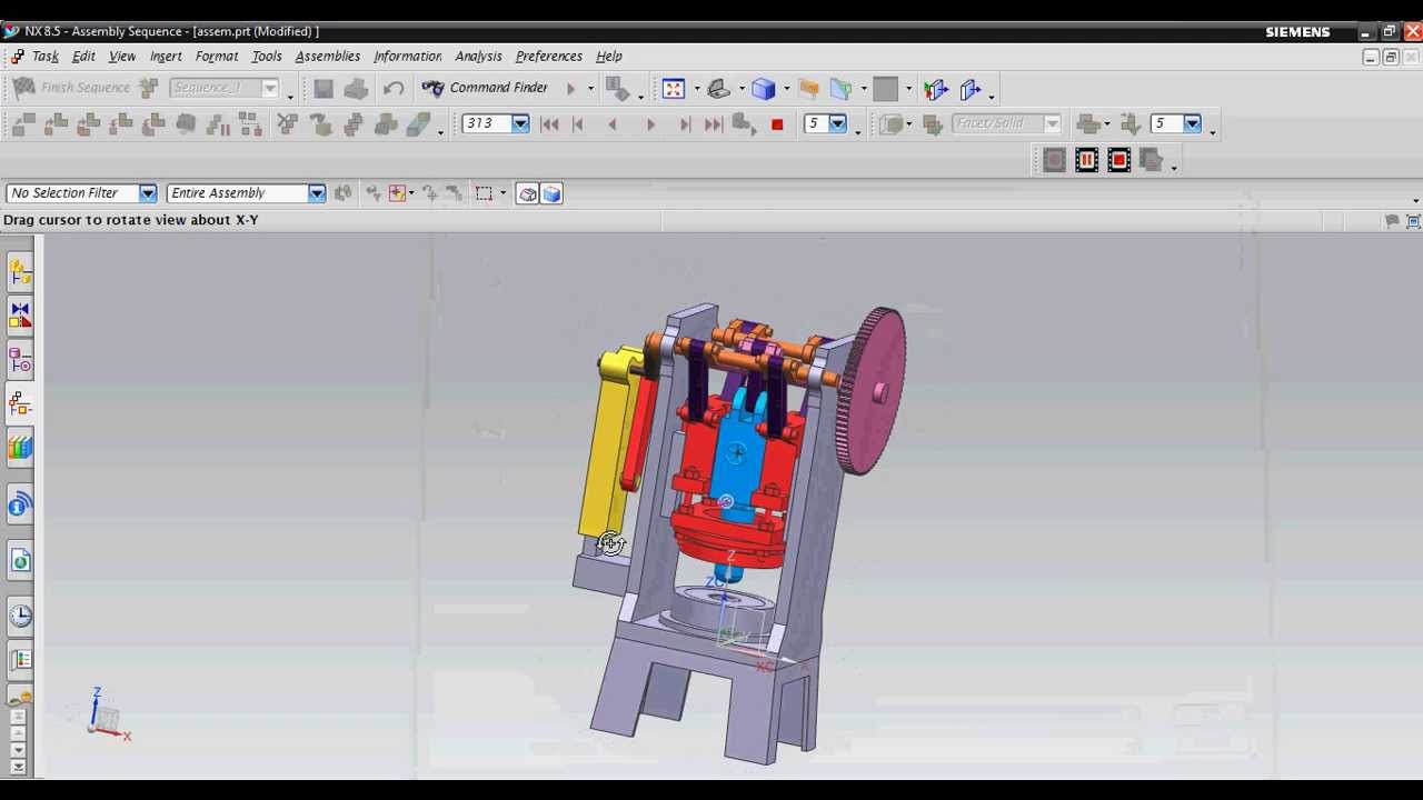 Nx Animation Siemens NX assembly animation Power press - YouTube