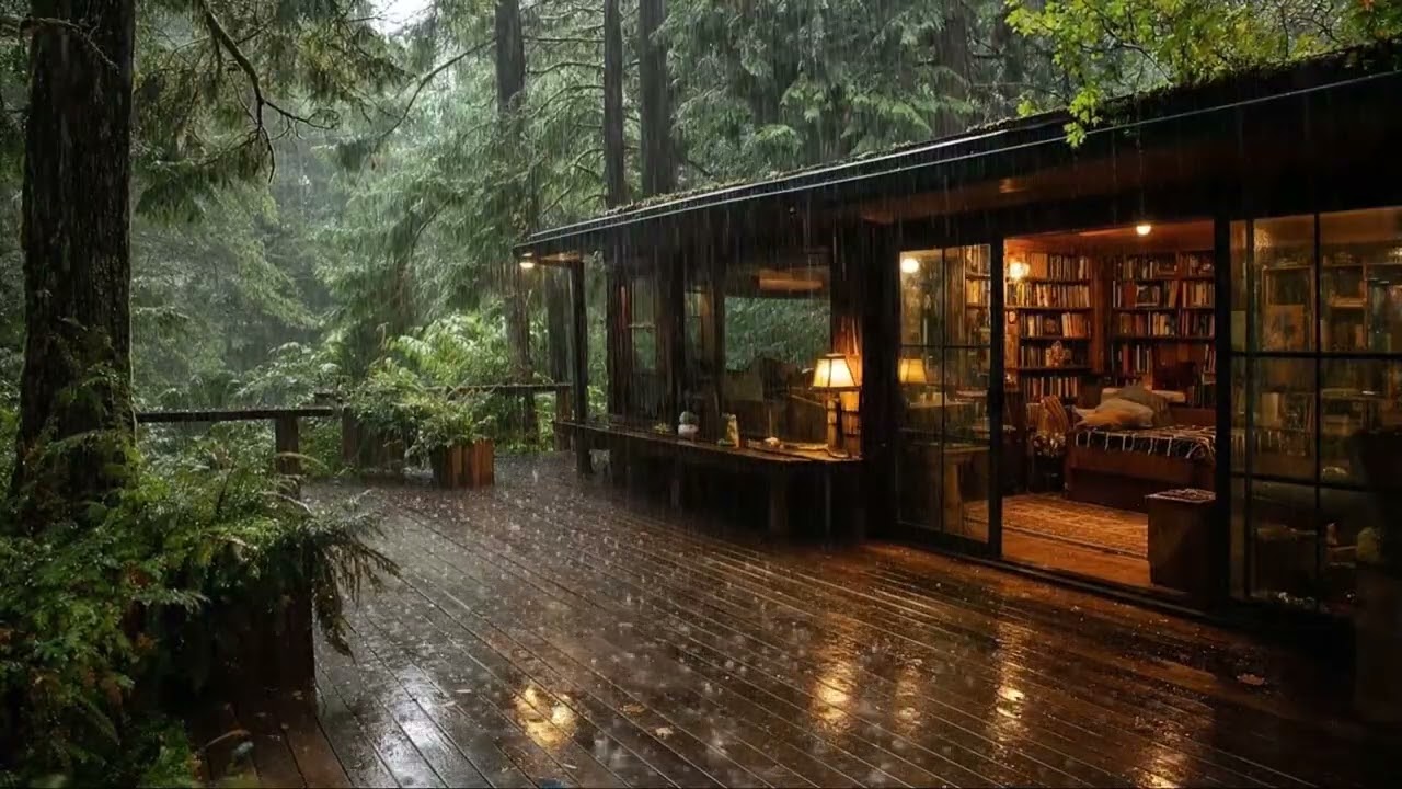 Cozy Cabin Rain Sounds 🌧️ Calm Evening Ambience to Relax and Unwind