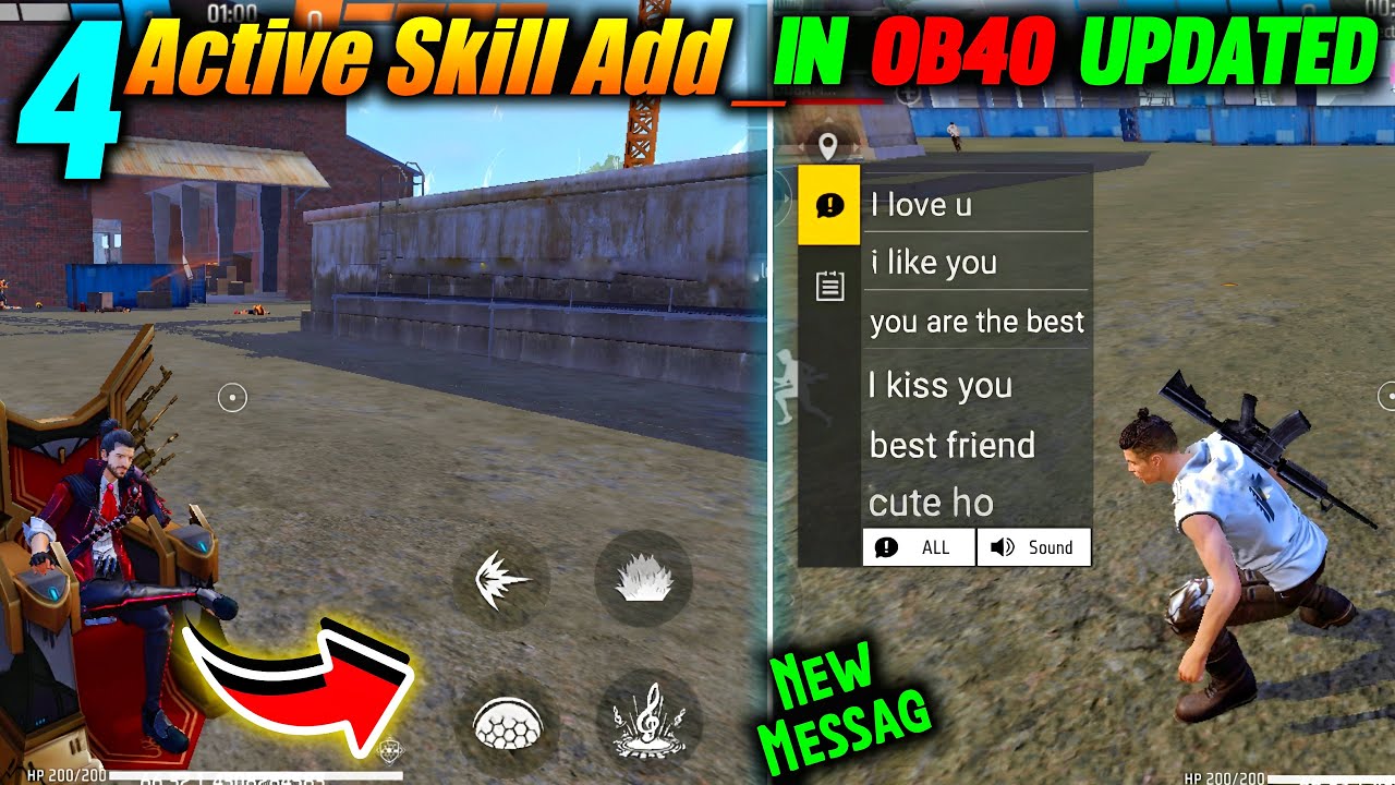 OB40 Update 4 Active skill Add 😲 New Game Message - Free Fire