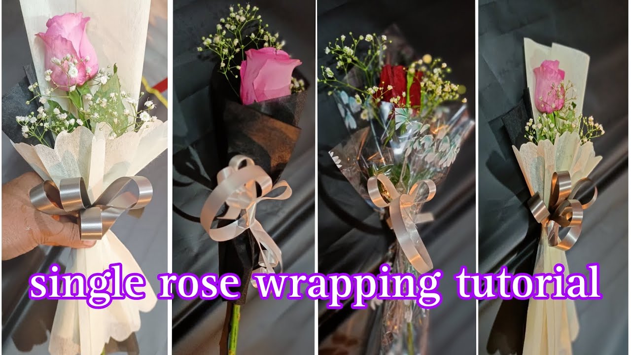 single rose wrapping tutorial| single rose wrapp kaise karen - YouTube