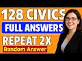 128 Civics Questions and Answers with Slow &amp; Clear, Easy to Study Citizenship Interview 2025 version
