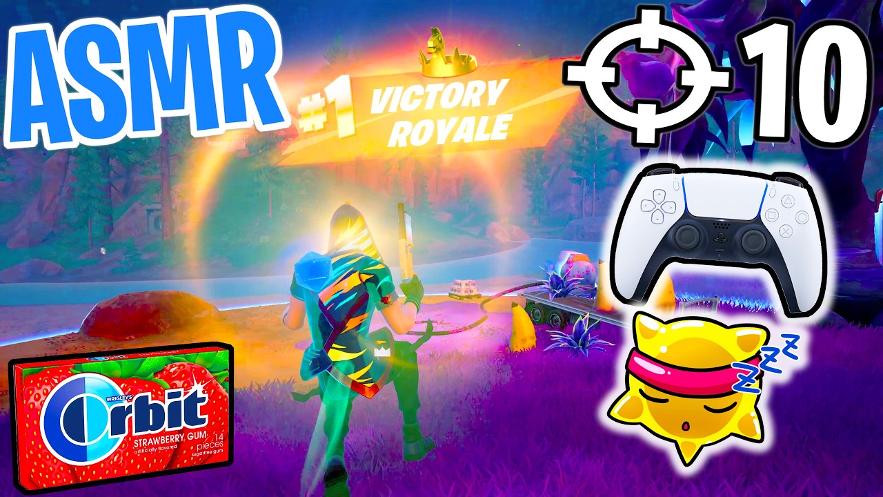 ASMR Gaming 😴 Fortnite Unranked Win! Relaxing Gum Chewing 🎮🎧 Controller Sounds + Whispering 💤