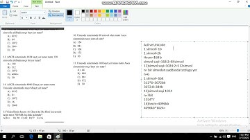 ASCII və Unicode test izahlarının davamı.
