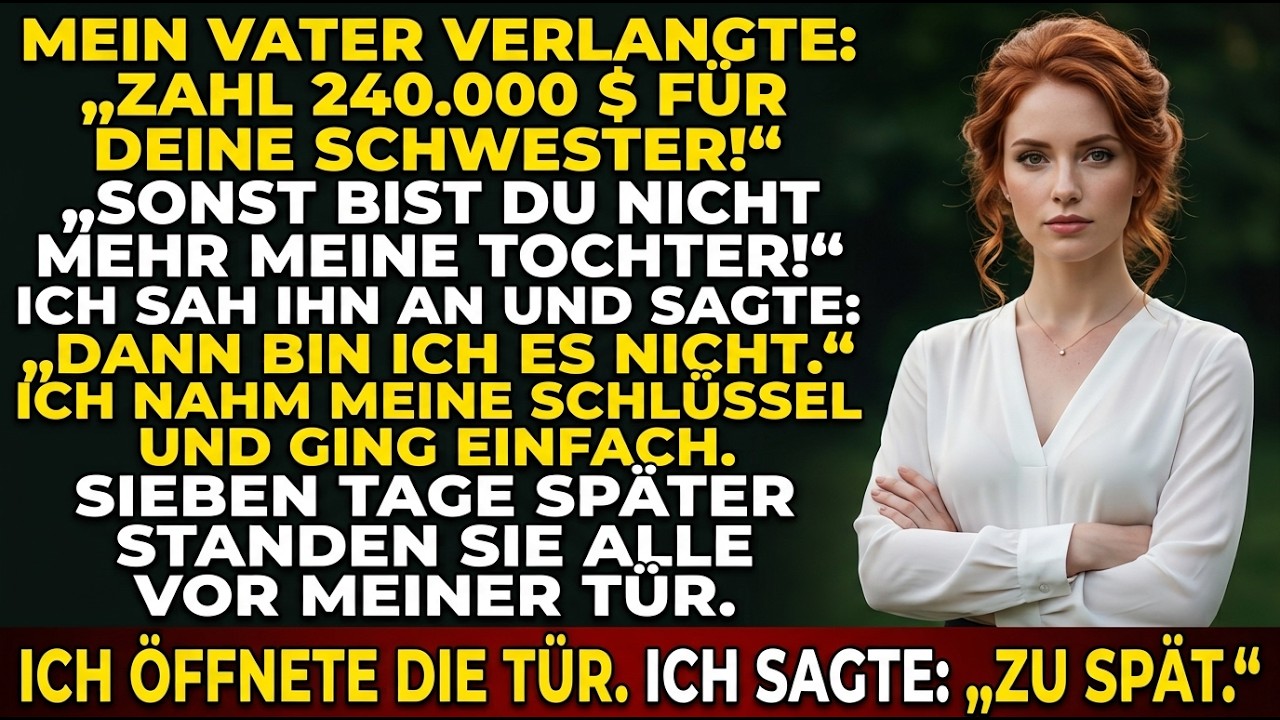 Mein Vater: „Zahl 240.000 $ für deine Schwester – sonst bist du nicht mehr meine Tochter!“