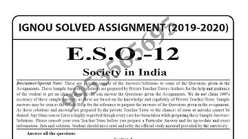 ESO-12 Solved Assignment 2019-20