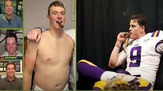 Peyton roasts Eli trying to catch his own pass & Joe Burrow rates his cigar video