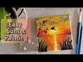 Sunset painting  /Easy Acrylic painting/step by step sunset painting