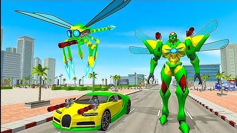 Flying Dragonfly Robot Car Transformation Simulator Flying Robot Car - Android Gameplay