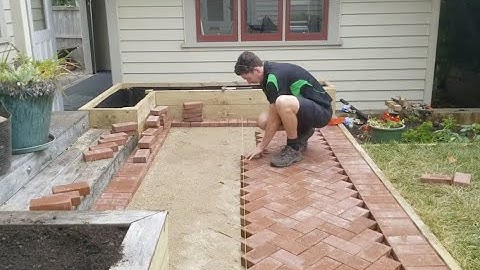 Timelapse Herringbone Paving installation