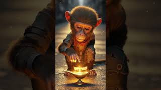 O macaquinho estava passando fome mas agora virou um principe #monkey  #macaquinho