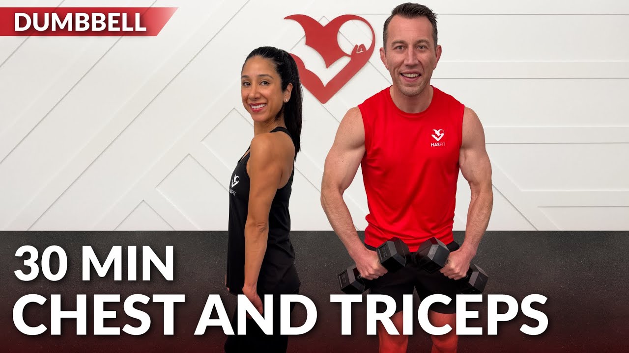 30 Min Dumbbell Chest and Triceps Workout at Home - Home Chest Workout ...