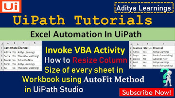 How to auto fit columns in an excel using UiPath | Excel Automation | Invoke VBA | RPA