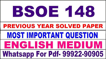 bsoe 148 previous year solve paper | bsoe 148 important questions | bsoe 148 study material