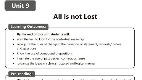 All is not Lost | class 9 English | 9 English Unit 9 Translation into Urdu | English with Shamas |