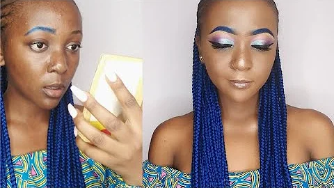 How to slay blue brows, winged liner, cut crease, lip gloss (subscribe)