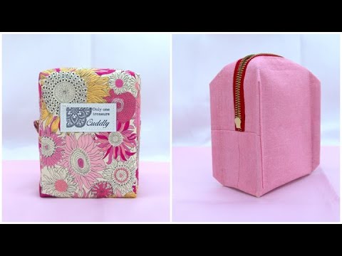 ボックスポーチ作り方 20cmファスナー使用 How to sew a zipper box