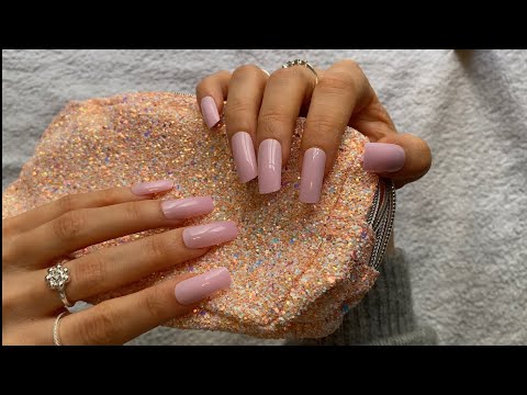 ASMR Long nails on sparkly case and highlighters. Over explaining items, clicky whispers TINGLY