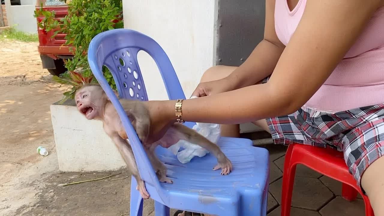 Poor Baby DAM Sharply Reject Mom Wanna Clean His Diaper