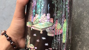 Hộp đựng chè khảm ốc - hộp đựng chè gỗ trắc khảm ốc đỏ Triệu Khảm Trai