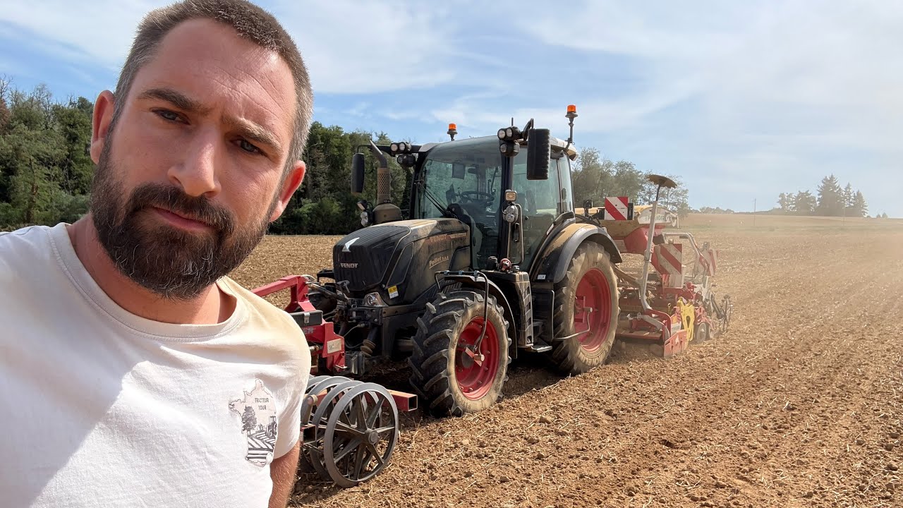 Semis de colza 2025 au combiné de semis ( dans la poussière)