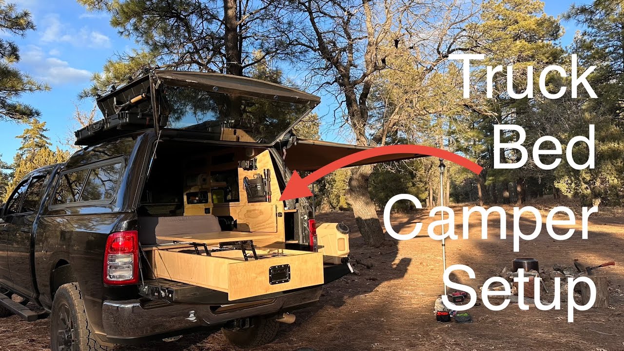 Truck Bed Camping Camper Setup Walk Around Tour - YouTube