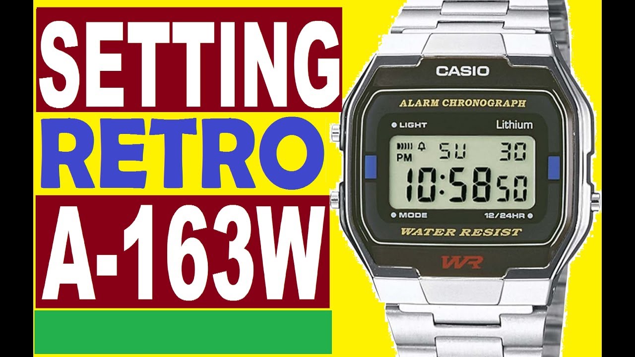 Setting Casio A163W manual 593 use digital time Casio Retro watches - YouTube