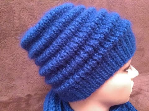 Женская зимняя шапка спицами видео мастер класс узор волны