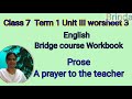 7th English Work Sheet 5 Bridge Course Answer Key