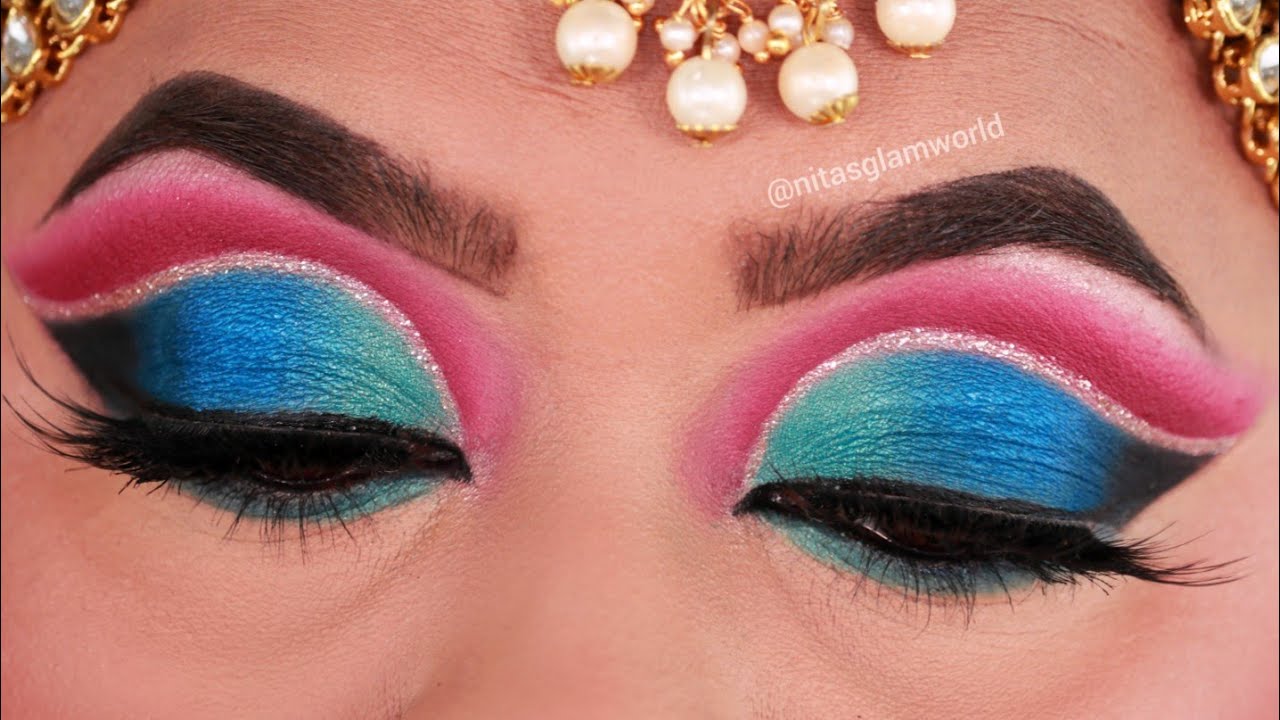Colourful Double Cut Crease Indian/Bangladeshi Bridal Eye Makeup