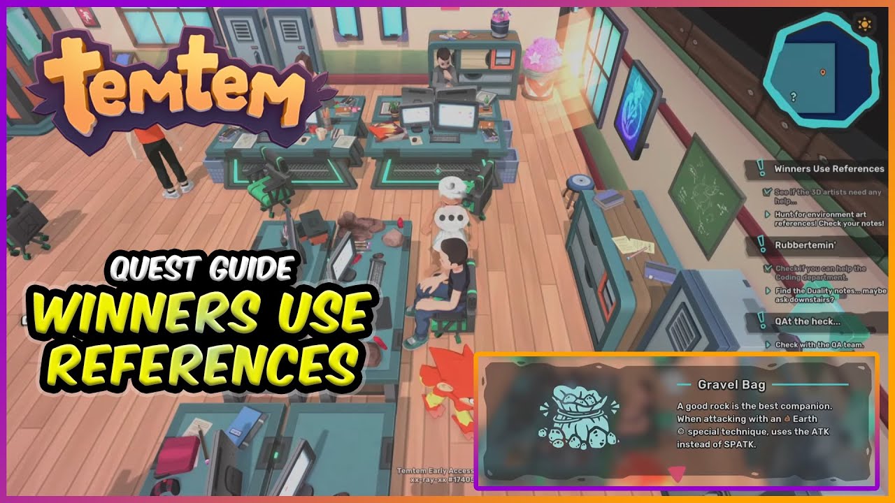 Winners Use References Quest Guide Temtem Quests (GRAVEL BAG Item
