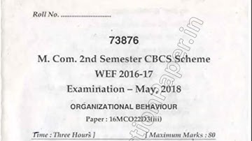 MCom 2nd Sem Organizational Behaviour Question Paper