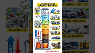 Crude Oil Fractional Distillation Explained🔥| How Crude Oil Is Separated into LPG, Petrol, Diesel⚙️
