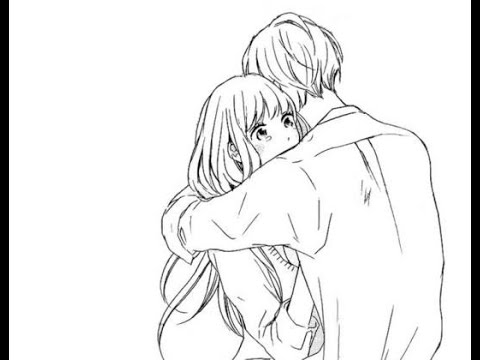 super fat girl hugging a skinny boy anime style