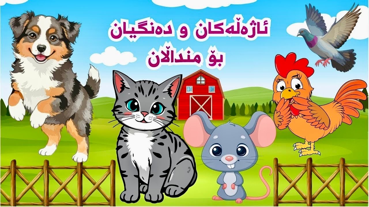 کێڵگەی ئاژەڵان بۆ منداڵان|بەشی ٣ |مریشک، پشیلە، سەگ، مشک، زەڕافە، کۆتر|kurdish animals for kids|