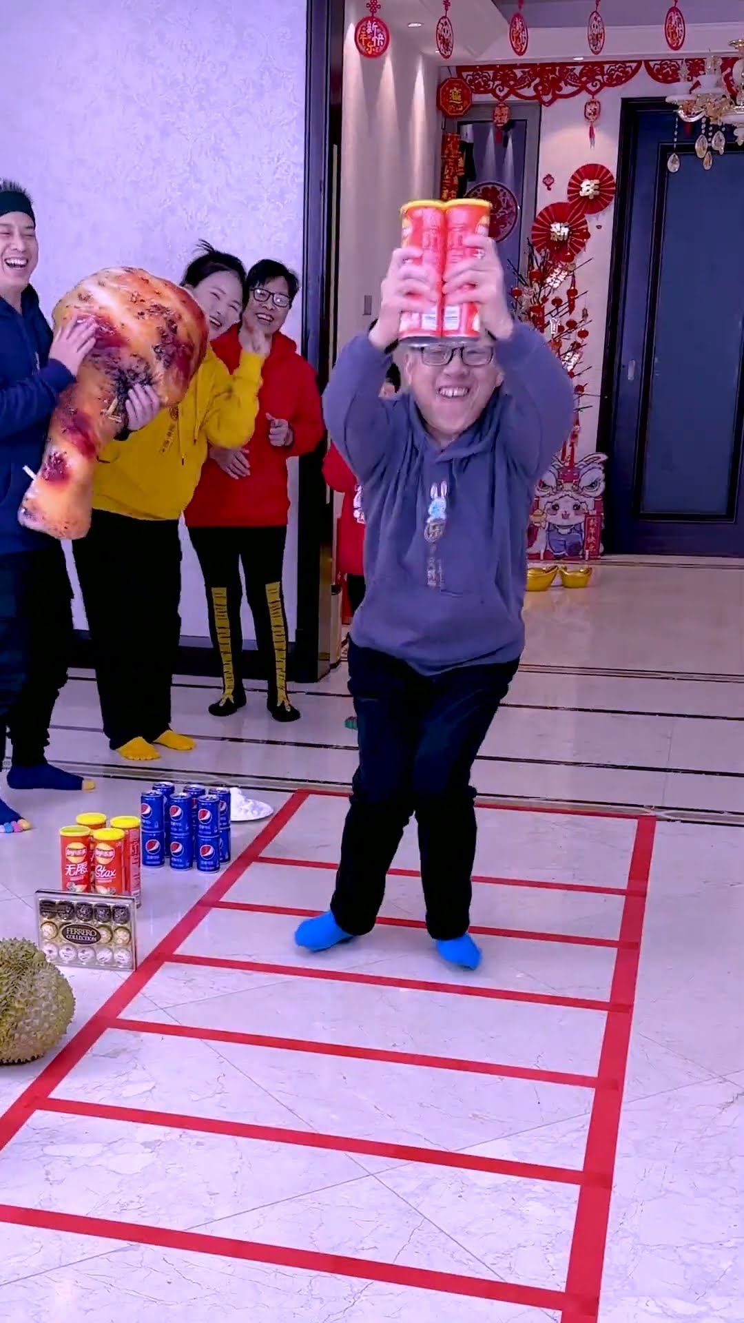Long Jump Challenge! Not For Grandma!#Funnyfamily#Partygames#Shorts#Challenge