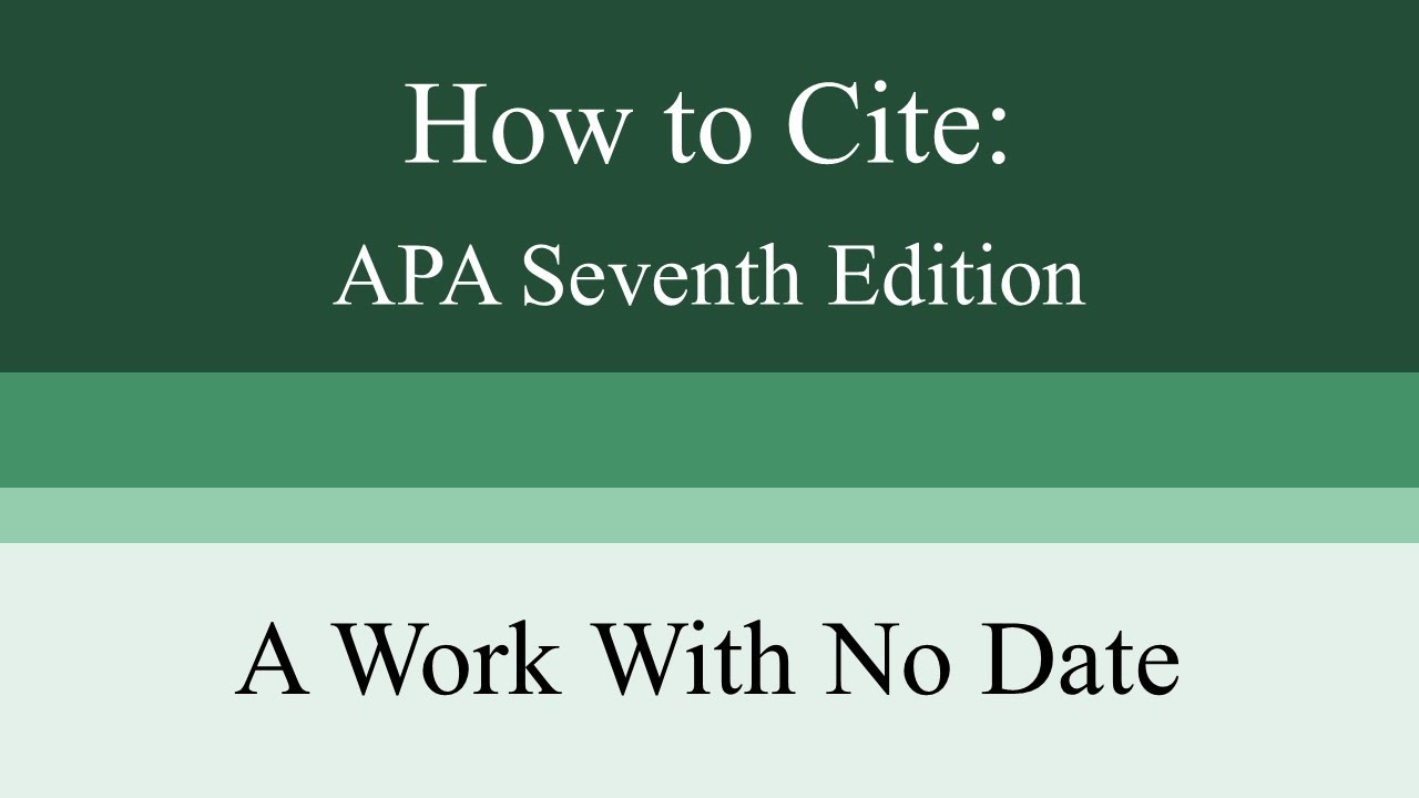 How do you cite an unknown publication date in APA?