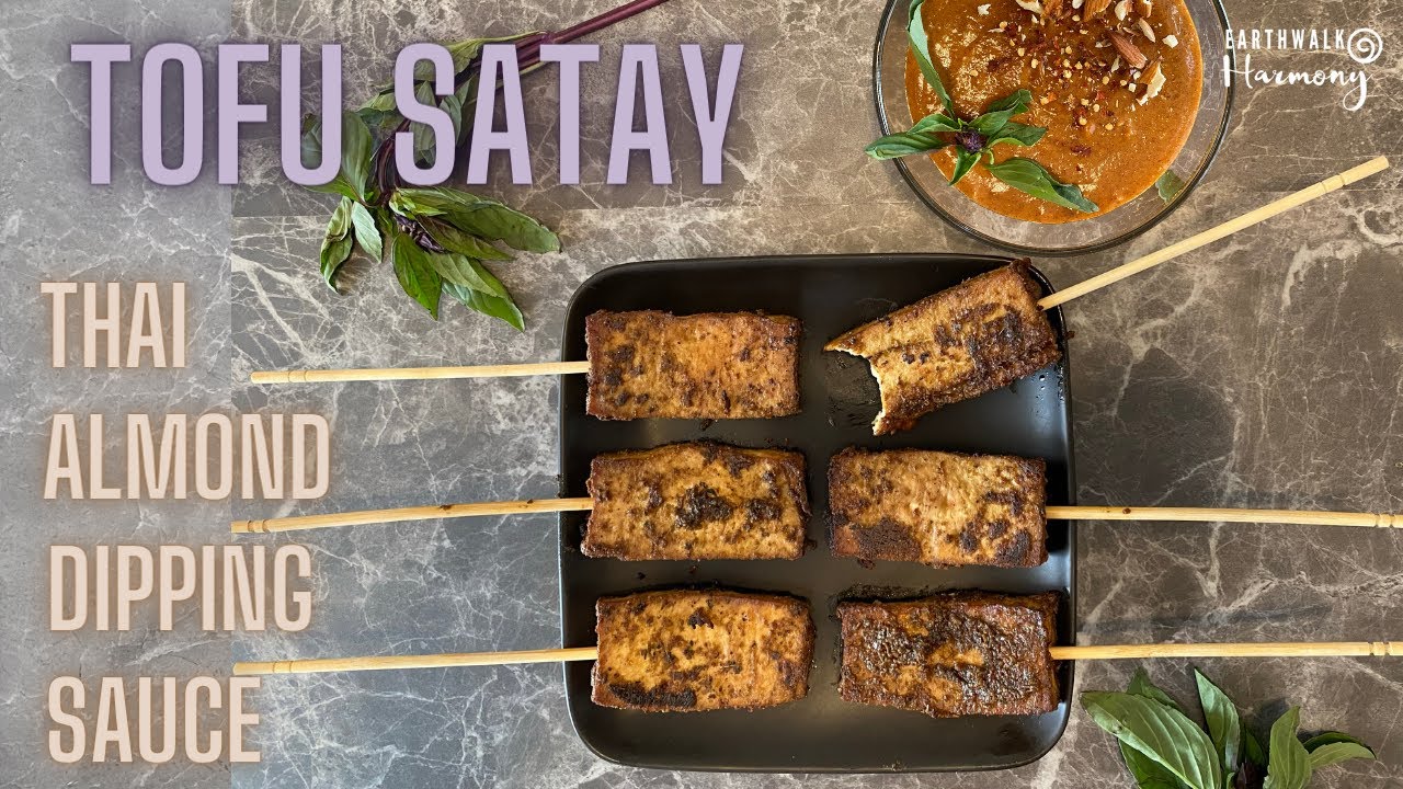 Tofu Satay with Thai Almond Dipping Sauce ~ Vegan, Amazing Omnivore Pleaser!!  Gluten-Free