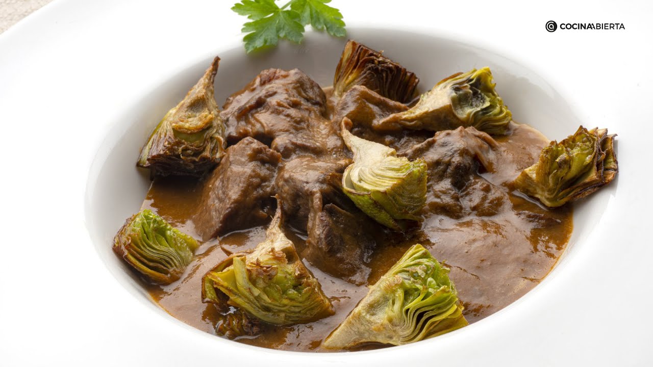 Morcillo de ternera en salsa con alcachofas fritas // Receta de Karlos Arguiñano