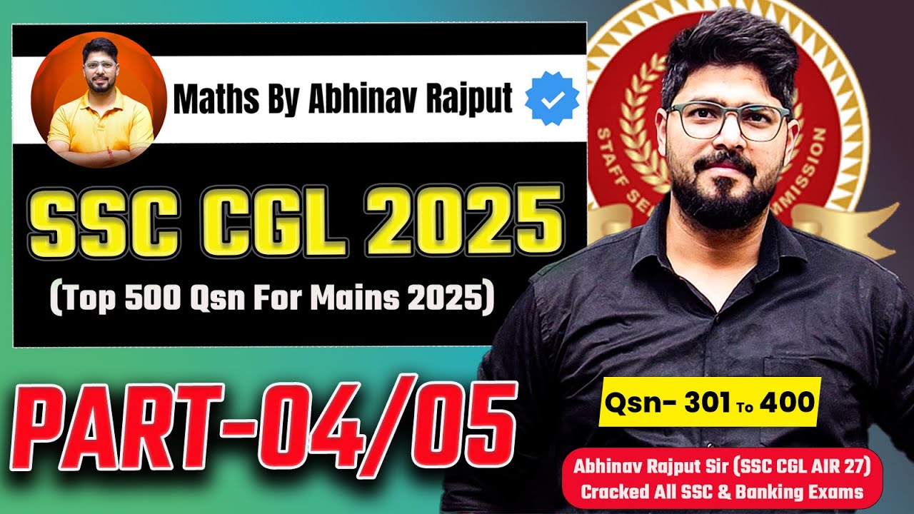 Part-04/05 | Top 500 Questions For SSC CGL 2025 Mains | Best Questions For Mains