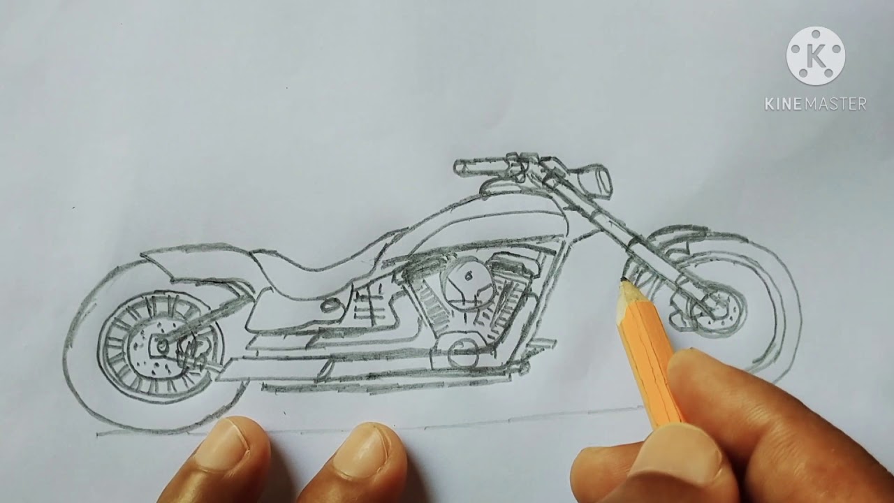 How to Draw a motor Harley Davidson very easy drawing YouTube