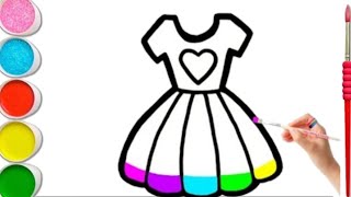 Drawing and Painting a Rainbow Dress for Kids   Fun and Easy