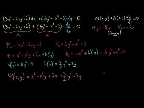 განტოლებები სრულ დიფერენციალებში მაგალითი 3