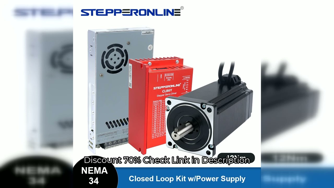 STEPPERONLINE 12Nm Nema 34 Closed Loop Servo Stepper Motor with Encoder CL86Y Driver & 60V Power Sup