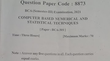 Computer based numerical and statistical techniques bca question paper 3rd semester 2022